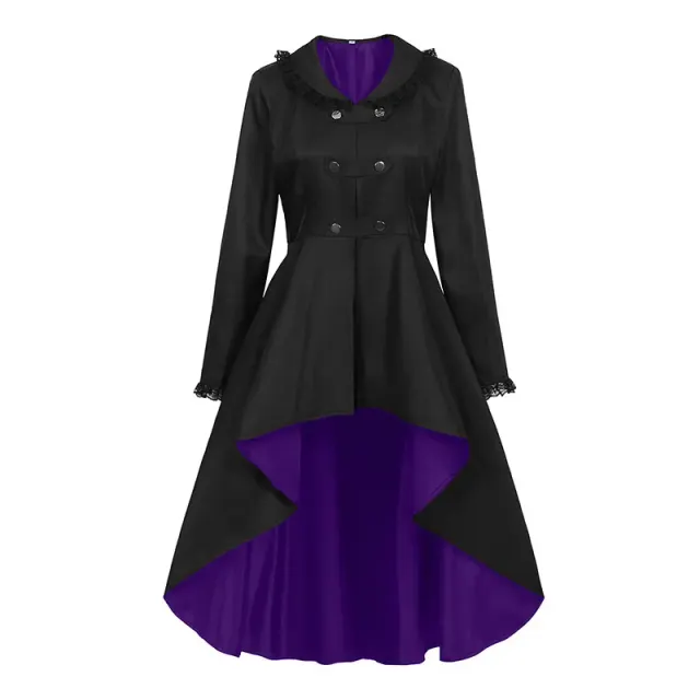 Plague Doctor Cosplay Long Trench Coat with Irregular Hem detail 5