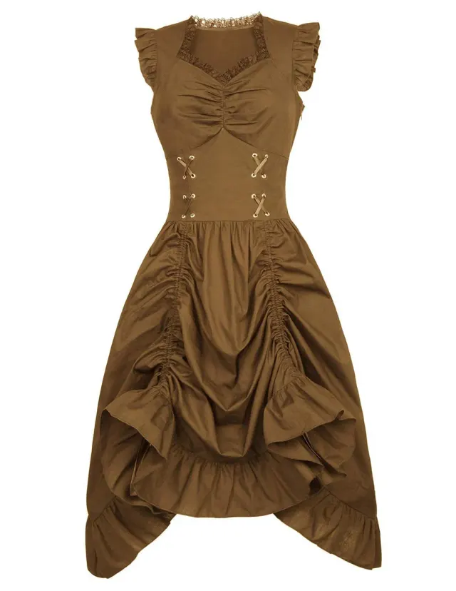 Robe à volants grande taille de style médiéval, Renaissance et victorien détail 2