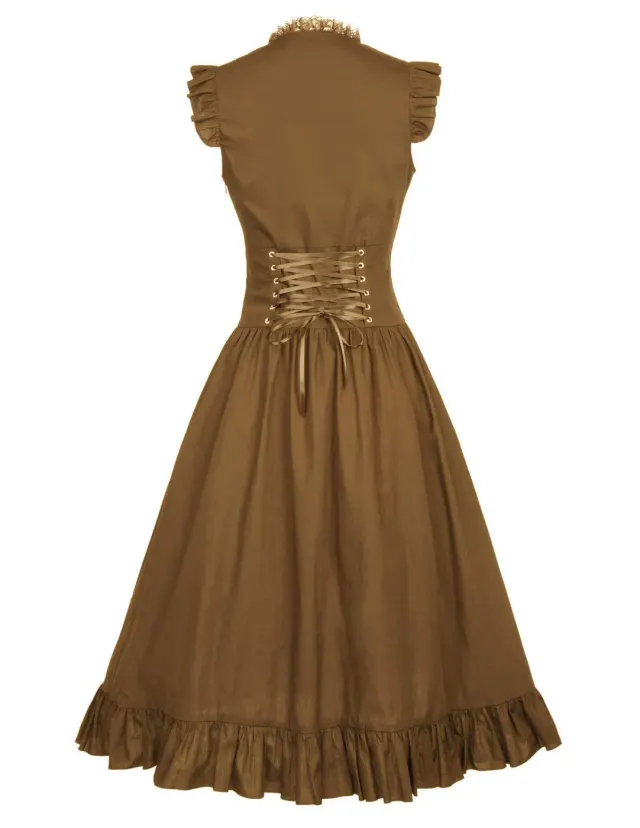 Robe à volants grande taille de style médiéval, Renaissance et victorien détail 4