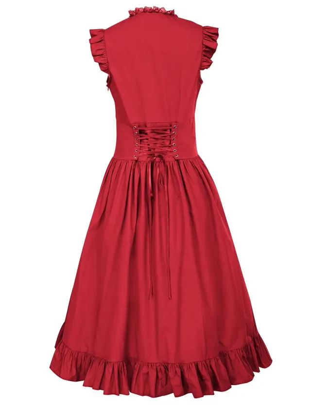 Robe à volants grande taille de style médiéval, Renaissance et victorien détail 8