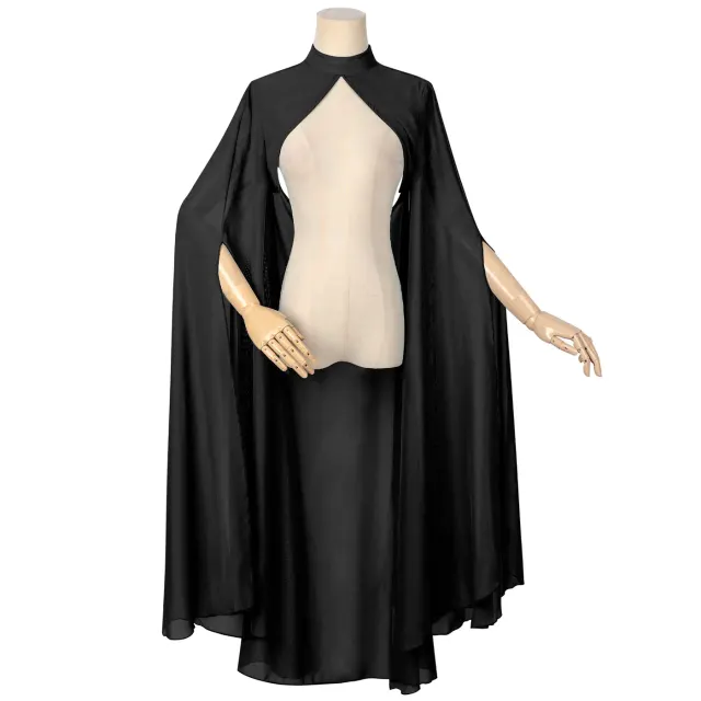 Langer Gothic-Prinzessinnen-Chiffon-Umhang für Halloween-Cosplay Detail 11