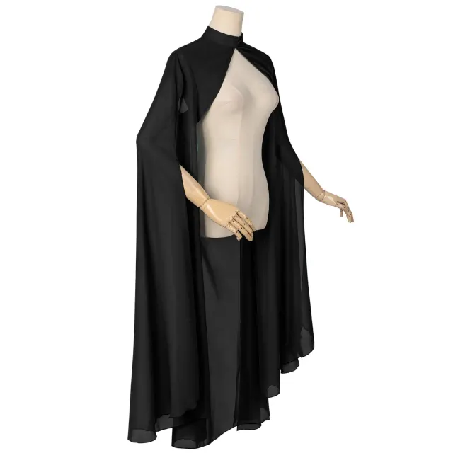 Langer Gothic-Prinzessinnen-Chiffon-Umhang für Halloween-Cosplay Detail 13