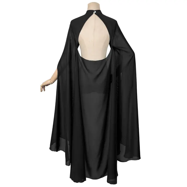 Langer Gothic-Prinzessinnen-Chiffon-Umhang für Halloween-Cosplay Detail 14