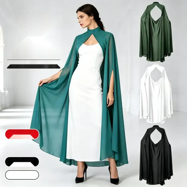 Cape longue en mousseline transparente de style princesse avec une touche gothique pour le cosplay Halloween et les tenues de fête.