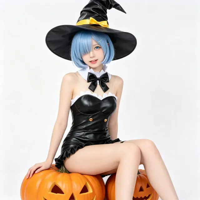 Rem Phantom Night Magier Cosplay-Kostüm mit Hut, dargestellt als Komplettset.