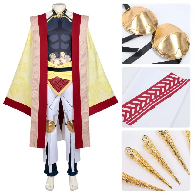 Qin Shi Huang Cosplay-Kostüm-Set aus Record of Ragnarok, dargestellt als vollständiges Anime-Rollenspiel-Outfit.