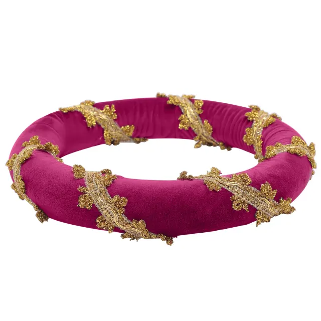 Mittelalterliche Samt-Kopfbedeckung im Renaissance-Stil mit Goldbesatz Detail 6