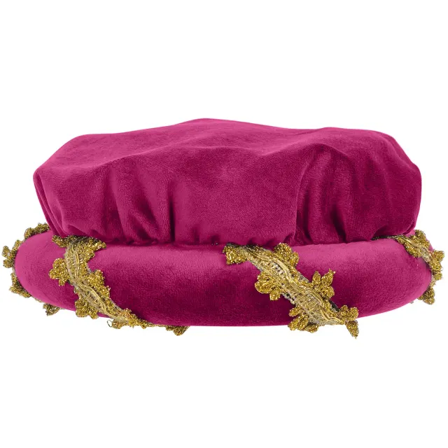 Mittelalterliche Samt-Kopfbedeckung im Renaissance-Stil mit Goldbesatz Detail 12