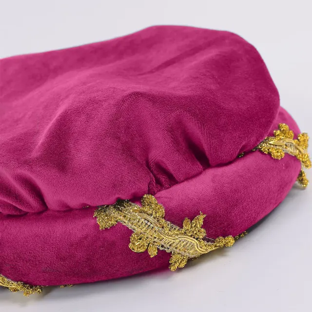 Mittelalterliche Samt-Kopfbedeckung im Renaissance-Stil mit Goldbesatz Detail 16