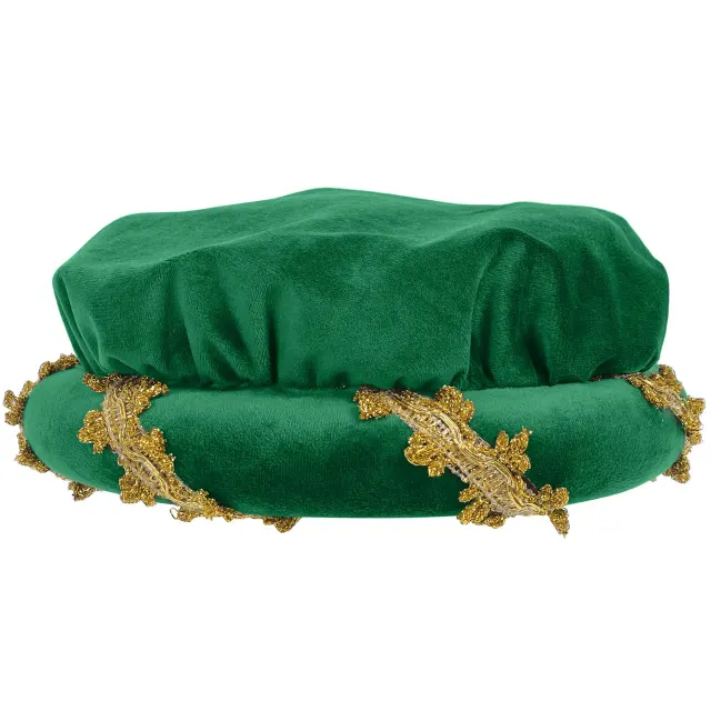Mittelalterliche Samt-Kopfbedeckung im Renaissance-Stil mit Goldbesatz Detail 17