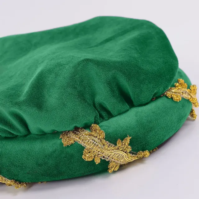 Mittelalterliche Samt-Kopfbedeckung im Renaissance-Stil mit Goldbesatz Detail 21
