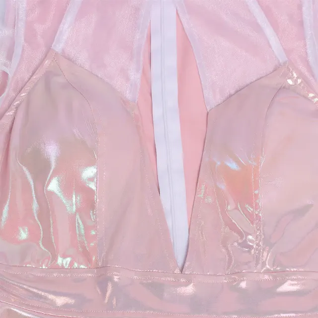 detalle de Vestido cosplay para mujer de alienígena espacial con brillo láser para Halloween 6