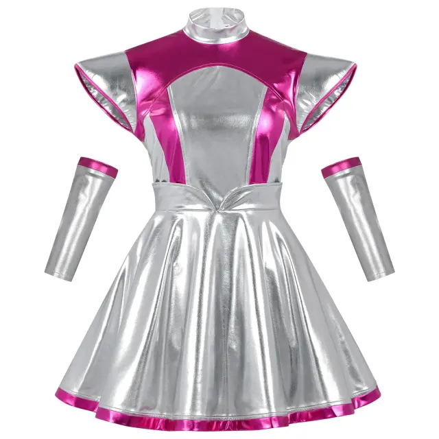 detalle de Vestido cosplay para mujer de alienígena espacial con brillo láser para Halloween 10