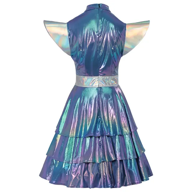 detalle de Vestido cosplay para mujer de alienígena espacial con brillo láser para Halloween 17