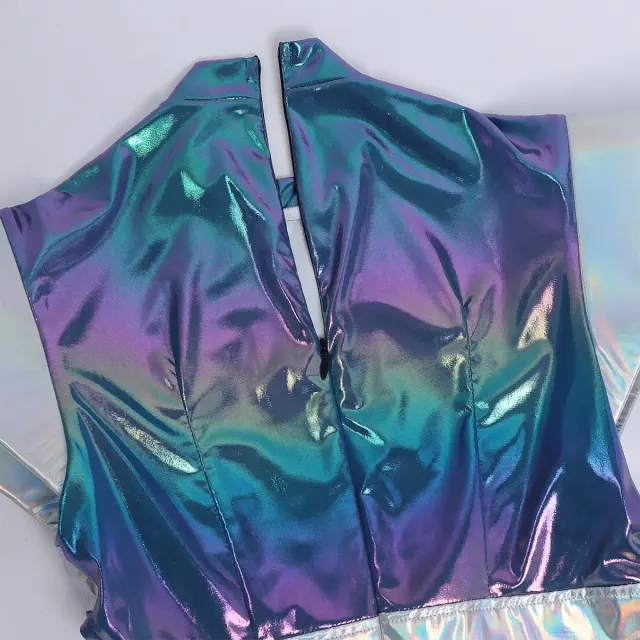 detalle de Vestido cosplay para mujer de alienígena espacial con brillo láser para Halloween 22