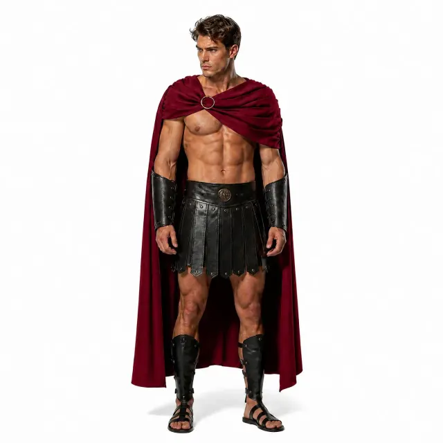 Cape cosplay de guerrier spartiate pour Halloween et costumes romains détail 11