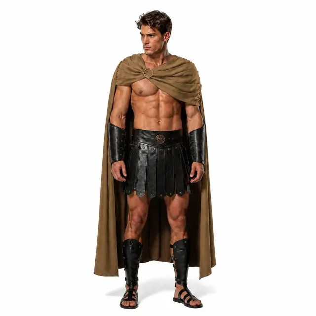 Cape cosplay de guerrier spartiate pour Halloween et costumes romains détail 17