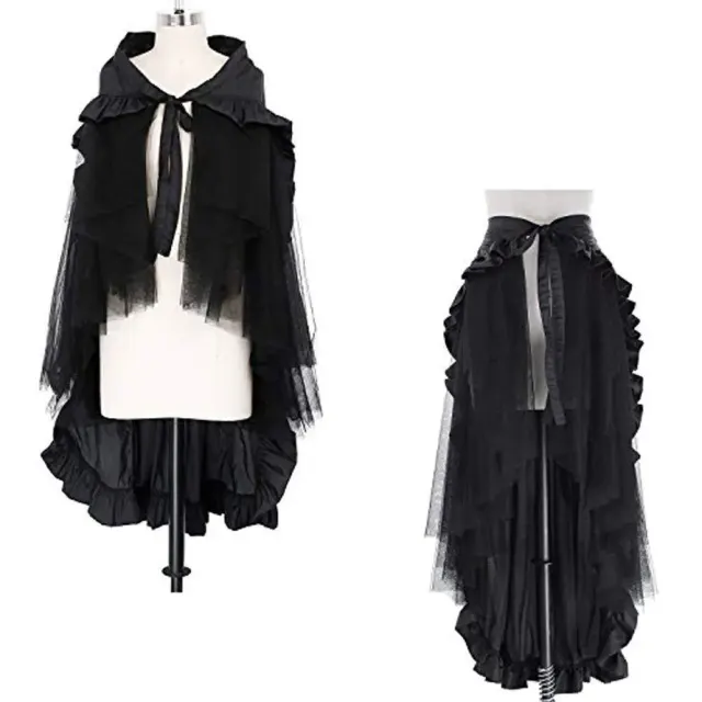 Jupe cosplay midi à volants gothique pirate Renaissance steampunk détail 1