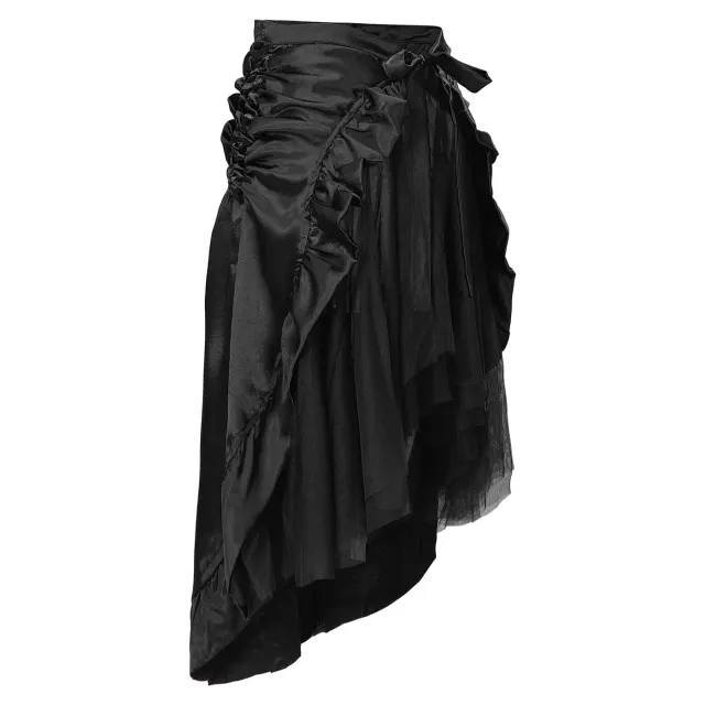 Jupe cosplay midi à volants gothique pirate Renaissance steampunk détail 3