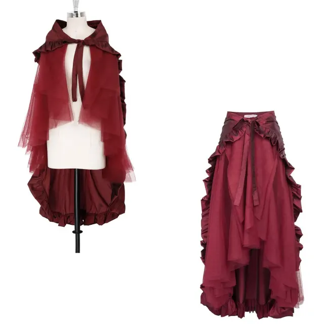 Jupe cosplay midi à volants gothique pirate Renaissance steampunk détail 6