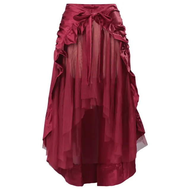 Jupe cosplay midi à volants gothique pirate Renaissance steampunk détail 7