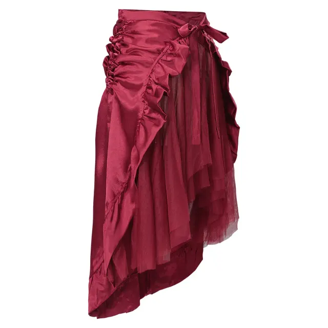 Jupe cosplay midi à volants gothique pirate Renaissance steampunk détail 9