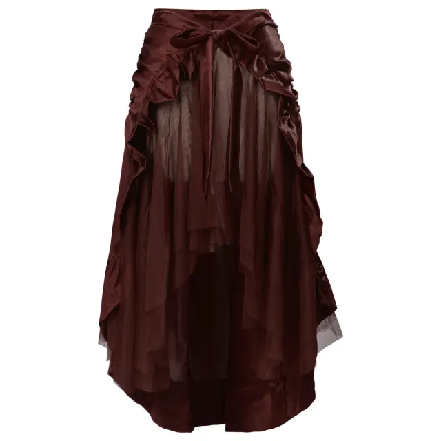 Jupe cosplay midi à volants gothique pirate Renaissance steampunk détail 13