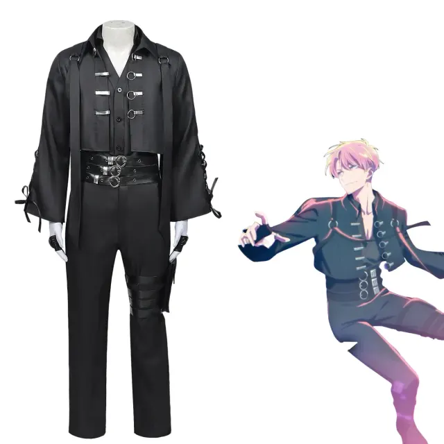 Tamon Fukuhara men's anime cosplay costume set with a printed sleeveless outerwear top and long pants.