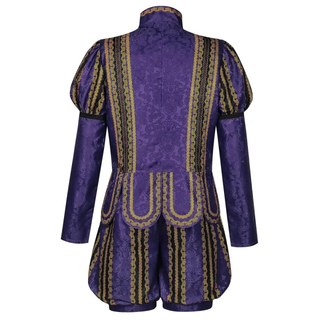 Ensemble de costume cosplay jacquard de cour Tudor pour adulte et enfant détail 3