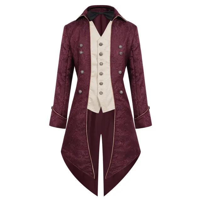 Costume unisexe de queue-de-pie à nœud papillon médiéval punk de Noël détail 1