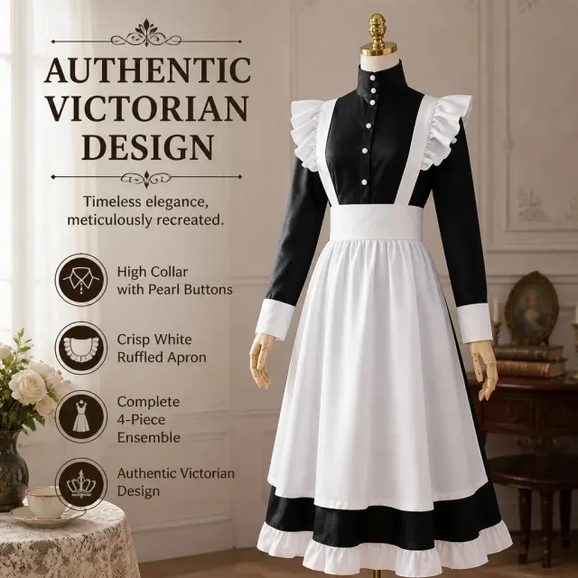 Unisex-Cosplay-Kostüm English Lolita Dienstmädchenkleid für Bühnenauftritte Detail 4