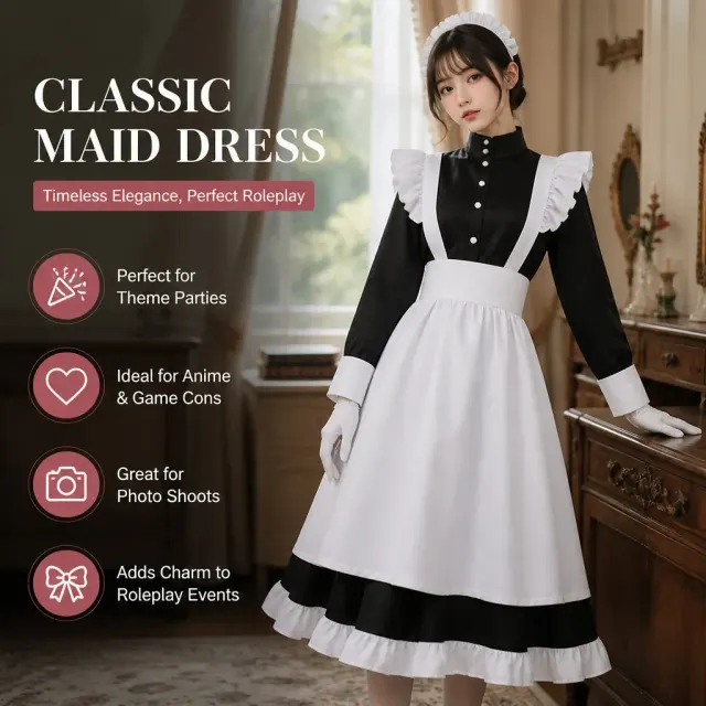 Unisex-Cosplay-Kostüm English Lolita Dienstmädchenkleid für Bühnenauftritte Detail 5