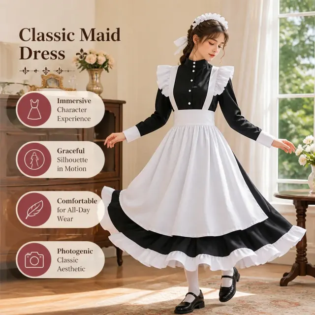 Unisex-Cosplay-Kostüm English Lolita Dienstmädchenkleid für Bühnenauftritte Detail 6