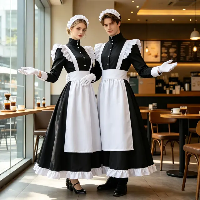 Costume de cosplay unisexe robe de soubrette Lolita anglaise dans le style Lolita anglaise disponible.