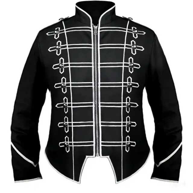 Veste de scène cosplay unisexe à manches longues en tartan gothique français détail 1