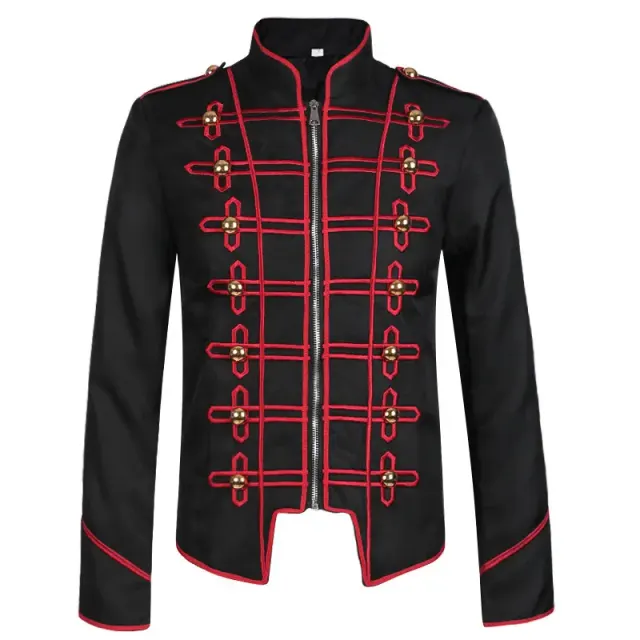 Veste de scène cosplay unisexe à manches longues en tartan gothique français détail 3