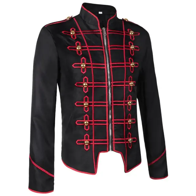 Veste de scène cosplay unisexe à manches longues en tartan gothique français détail 4