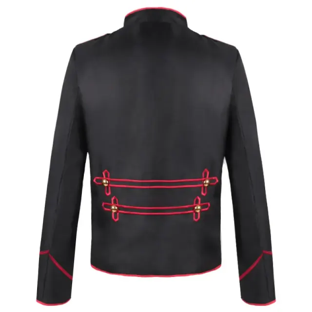 Veste de scène cosplay unisexe à manches longues en tartan gothique français détail 5