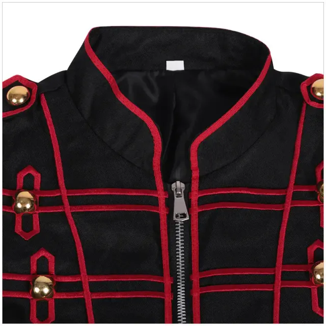 Veste de scène cosplay unisexe à manches longues en tartan gothique français détail 6