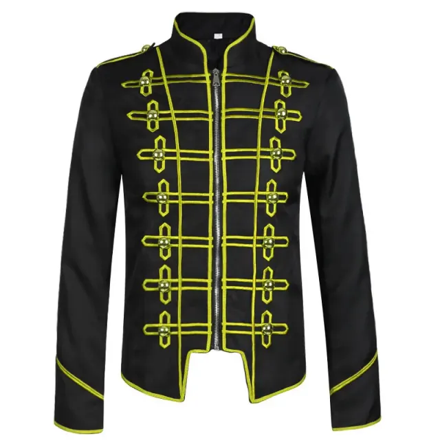 Veste de scène cosplay unisexe à manches longues en tartan gothique français détail 11
