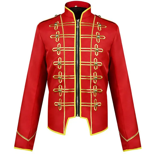 Veste de scène cosplay unisexe à manches longues en tartan gothique français détail 19