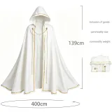 Robe à capuche à liseré doré - Blanc