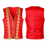 Gold-Trim Vest - Red