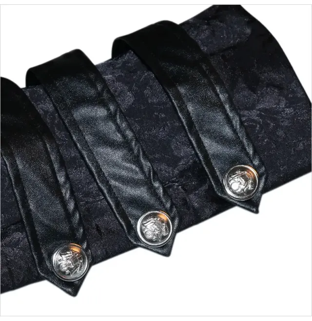 Cape-manteau noir effet cuir gothique steampunk unisexe pour Halloween détail 9