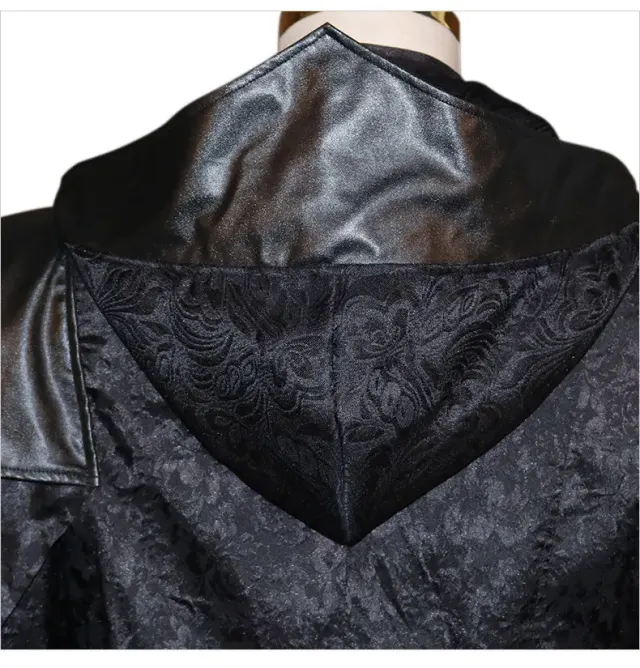 Cape-manteau noir effet cuir gothique steampunk unisexe pour Halloween détail 10