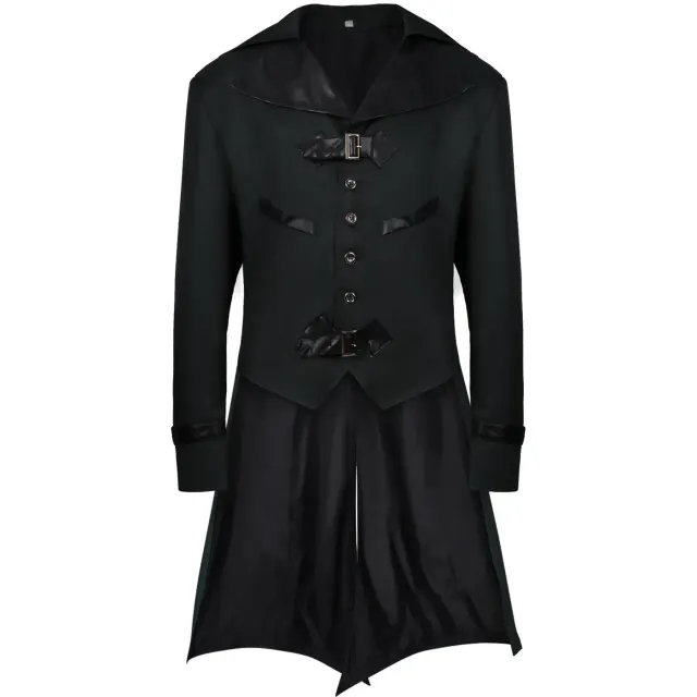 detalle de Chaqueta de frac unisex gótica steampunk medieval de Halloween 1
