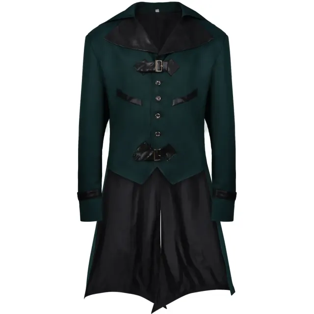detalle de Chaqueta de frac unisex gótica steampunk medieval de Halloween 16