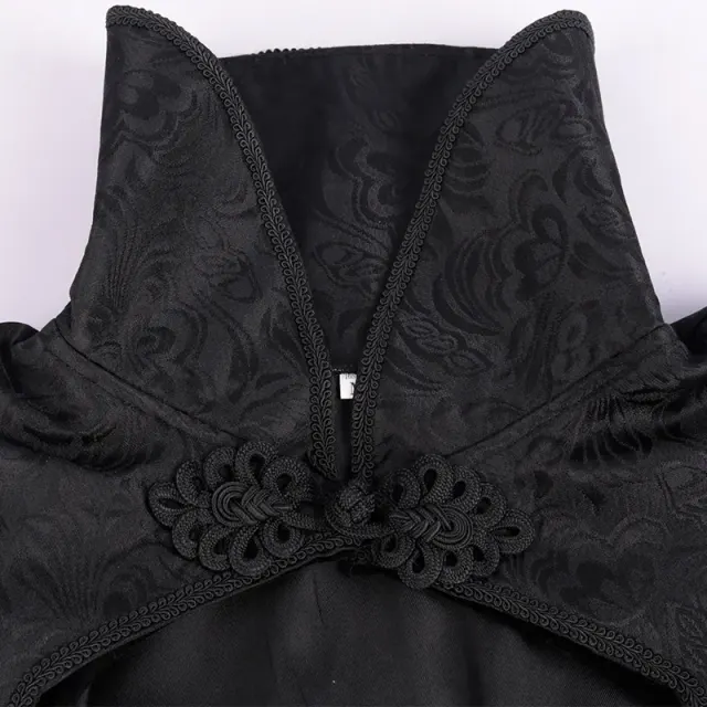 detalle de Capa de vampiro gótica unisex con cuello alto de jacquard 3