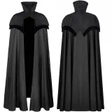 Capa con cuello alto y botón de rana - Negro