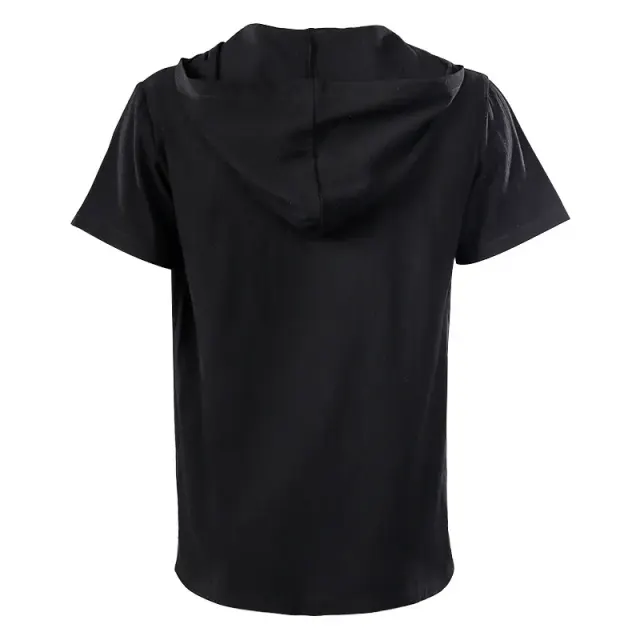 Chemise médiévale unisexe à capuche et laçage à manches courtes détail 5